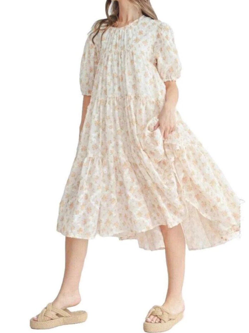 Cottagecore Romantic Prairie-chic Amable Mable Estella Floral Dress size Medium